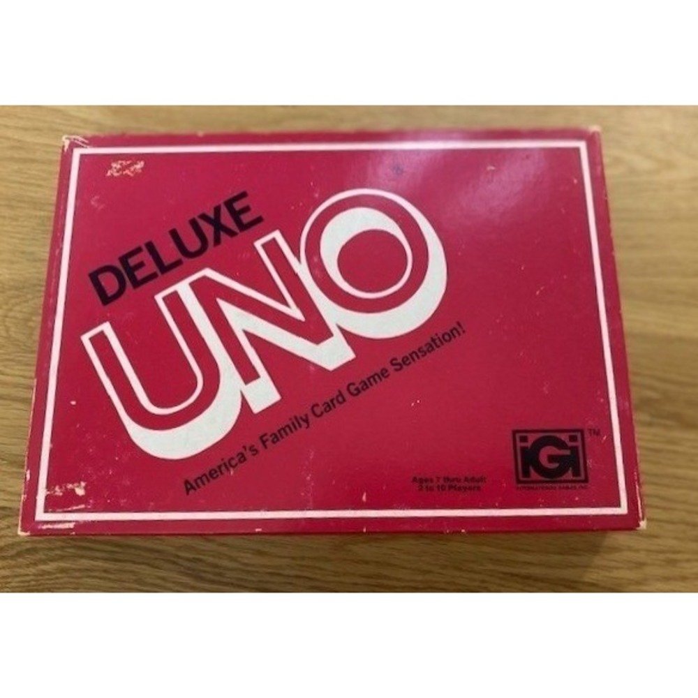 International Games Inc Deluxe UNO Card Game 1978 Red Good Vintage #3001 Boxed